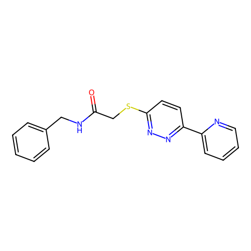 N-benzyl-2-((6-(pyridin-2-yl)pyridazin-3-yl)thio)acetamide structure