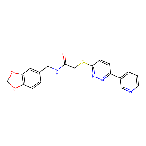 N-(1,3-benzodioxol-5-ylmethyl)-2-(6-pyridin-3-ylpyridazin-3-yl)sulfanylacetamide structure