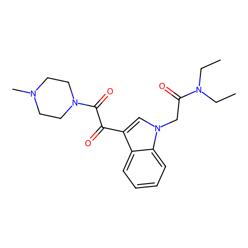 N,N-diethyl-2-[3-[2-(4-methylpiperazin-1-yl)-2-oxoacetyl]indol-1-yl]acetamide structure