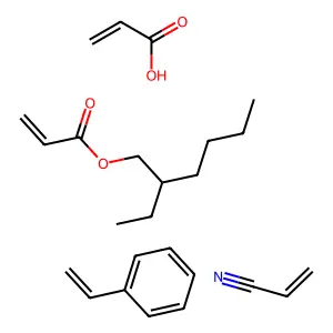 2-Ethylhexyl prop-2-enoate;prop-2-enenitrile;prop-2-enoic acid;styrene structure