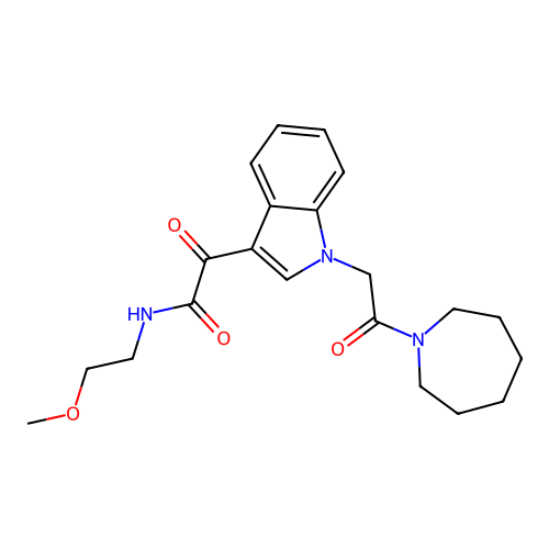 2-[1-[2-(azepan-1-yl)-2-oxoethyl]indol-3-yl]-N-(2-methoxyethyl)-2-oxoacetamide structure