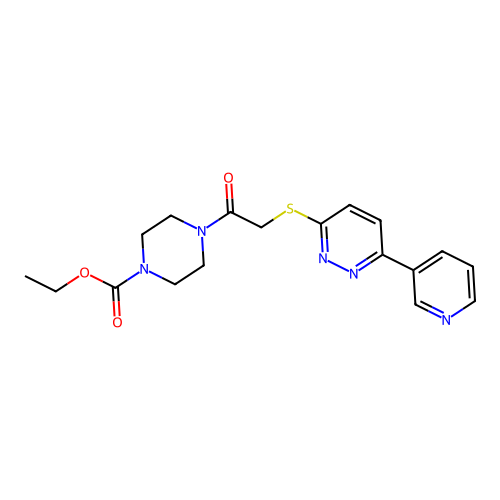 Ethyl 4-[2-(6-pyridin-3-ylpyridazin-3-yl)sulfanylacetyl]piperazine-1-carboxylate structure