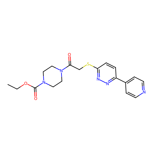 Ethyl 4-(2-((6-(pyridin-4-yl)pyridazin-3-yl)thio)acetyl)piperazine-1-carboxylate structure