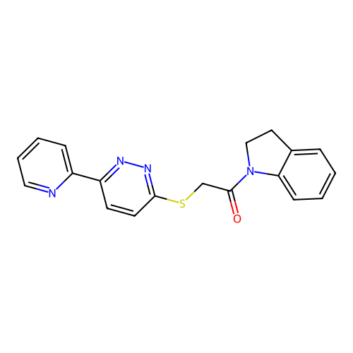1-(Indolin-1-yl)-2-((6-(pyridin-2-yl)pyridazin-3-yl)thio)ethanone structure