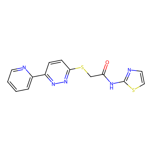 2-(6-pyridin-2-ylpyridazin-3-yl)sulfanyl-N-(1,3-thiazol-2-yl)acetamide structure