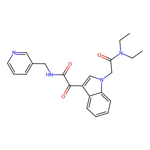 2-[1-[2-(diethylamino)-2-oxoethyl]indol-3-yl]-2-oxo-N-(pyridin-3-ylmethyl)acetamide structure