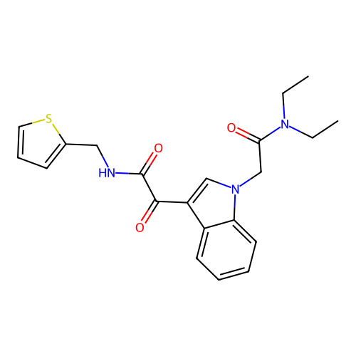 2-[1-[2-(diethylamino)-2-oxoethyl]indol-3-yl]-2-oxo-N-(thiophen-2-ylmethyl)acetamide structure