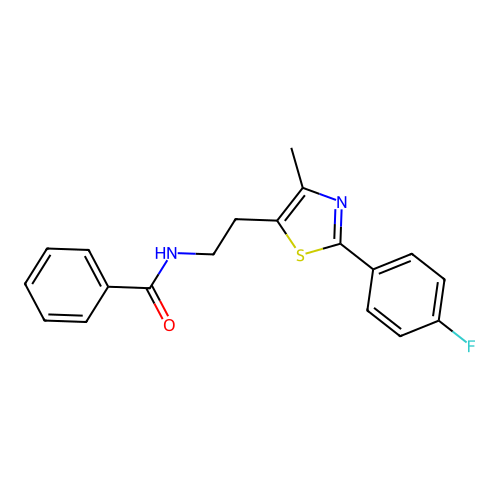 N-{2-[2-(4-fluorophenyl)-4-methyl-1,3-thiazol-5-yl]ethyl}benzamide structure