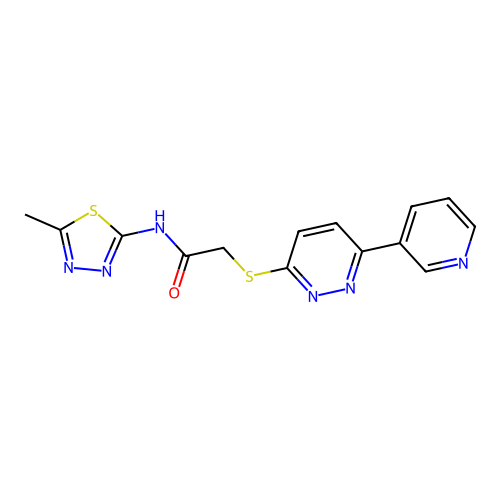 N-(5-methyl-1,3,4-thiadiazol-2-yl)-2-(6-pyridin-3-ylpyridazin-3-yl)sulfanylacetamide structure