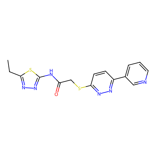 N-(5-ethyl-1,3,4-thiadiazol-2-yl)-2-(6-pyridin-3-ylpyridazin-3-yl)sulfanylacetamide structure