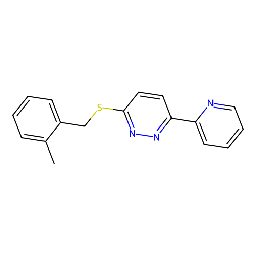 3-[(2-Methylphenyl)methylsulfanyl]-6-pyridin-2-ylpyridazine structure