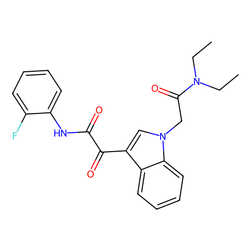 2-[1-[2-(diethylamino)-2-oxoethyl]indol-3-yl]-N-(2-fluorophenyl)-2-oxoacetamide structure