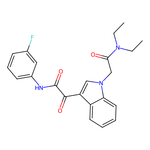 2-[1-[2-(diethylamino)-2-oxoethyl]indol-3-yl]-N-(3-fluorophenyl)-2-oxoacetamide structure