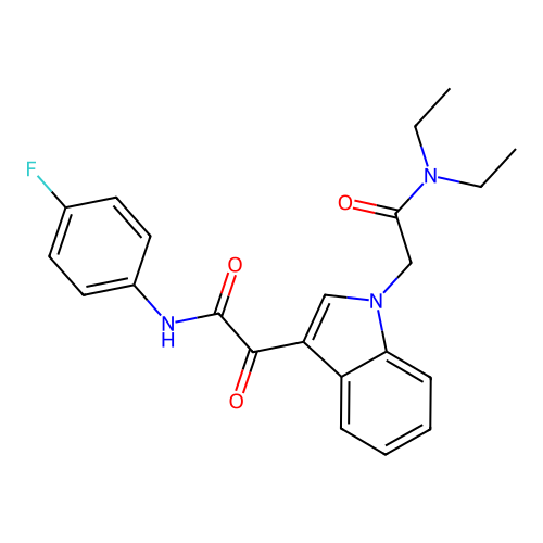 2-[1-[2-(diethylamino)-2-oxoethyl]indol-3-yl]-N-(4-fluorophenyl)-2-oxoacetamide structure