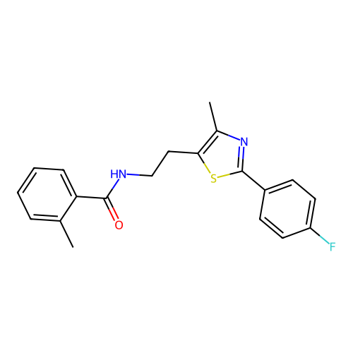 N-{2-[2-(4-fluorophenyl)-4-methyl-1,3-thiazol-5-yl]ethyl}-2-methylbenzamide structure