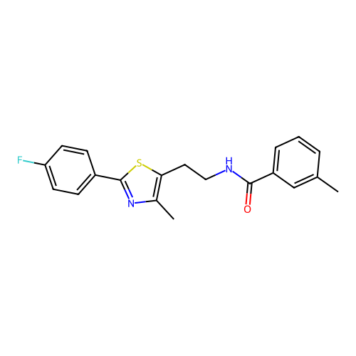 N-{2-[2-(4-fluorophenyl)-4-methyl-1,3-thiazol-5-yl]ethyl}-3-methylbenzamide structure