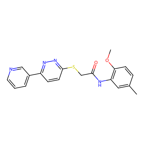 N-(2-methoxy-5-methylphenyl)-2-(6-pyridin-3-ylpyridazin-3-yl)sulfanylacetamide structure