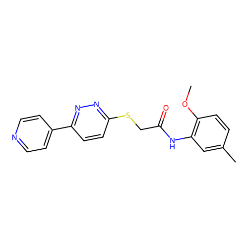 N-(2-methoxy-5-methylphenyl)-2-(6-pyridin-4-ylpyridazin-3-yl)sulfanylacetamide structure