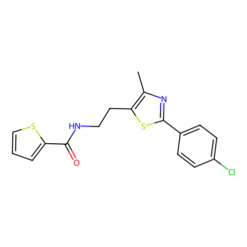 N-{2-[2-(4-chlorophenyl)-4-methyl-1,3-thiazol-5-yl]ethyl}thiophene-2-carboxamide structure