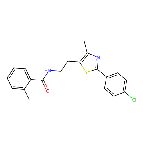 N-{2-[2-(4-chlorophenyl)-4-methyl-1,3-thiazol-5-yl]ethyl}-2-methylbenzamide structure