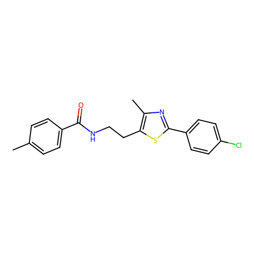 N-{2-[2-(4-chlorophenyl)-4-methyl-1,3-thiazol-5-yl]ethyl}-4-methylbenzamide structure