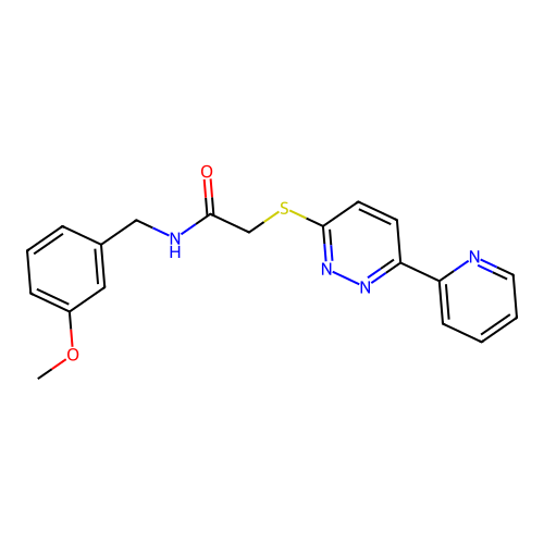 N-[(3-methoxyphenyl)methyl]-2-(6-pyridin-2-ylpyridazin-3-yl)sulfanylacetamide structure