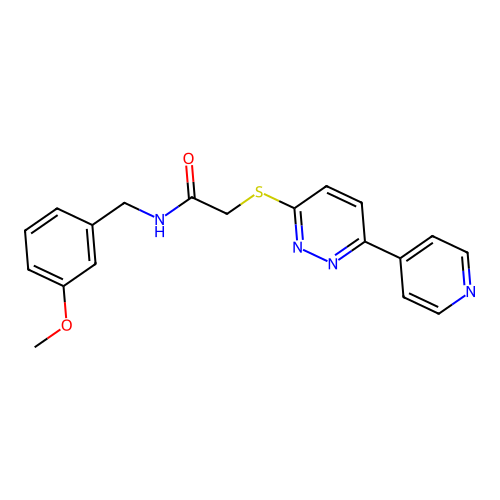 N-[(3-methoxyphenyl)methyl]-2-(6-pyridin-4-ylpyridazin-3-yl)sulfanylacetamide structure