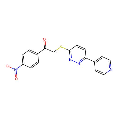 1-(4-Nitrophenyl)-2-(6-pyridin-4-ylpyridazin-3-yl)sulfanylethanone structure