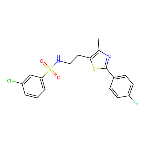 3-chloro-N-{2-[2-(4-fluorophenyl)-4-methyl-1,3-thiazol-5-yl]ethyl}benzene-1-sulfonamide structure