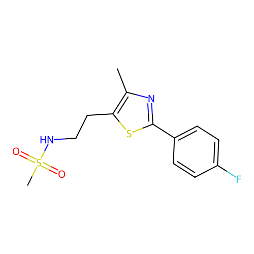 N-(2-(2-(4-fluorophenyl)-4-methylthiazol-5-yl)ethyl)methanesulfonamide structure