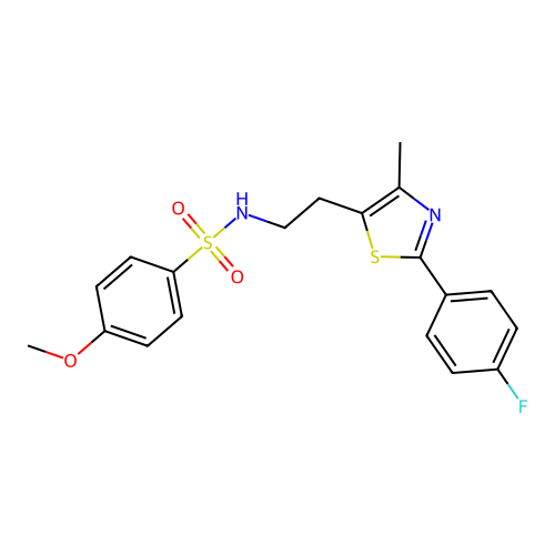 N-(2-(2-(4-fluorophenyl)-4-methylthiazol-5-yl)ethyl)-4-methoxybenzenesulfonamide structure