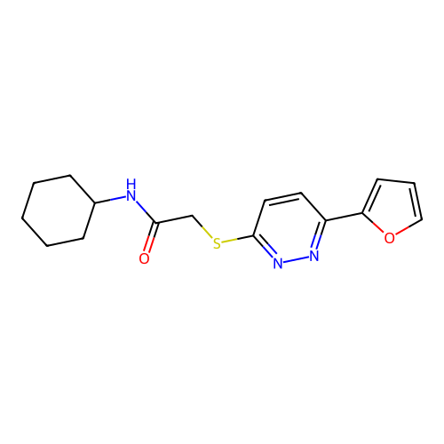 N-cyclohexyl-2-[6-(furan-2-yl)pyridazin-3-yl]sulfanylacetamide structure