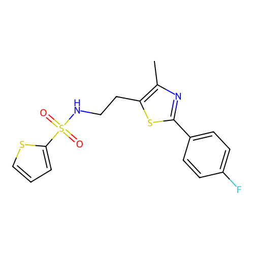 N-{2-[2-(4-fluorophenyl)-4-methyl-1,3-thiazol-5-yl]ethyl}thiophene-2-sulfonamide structure