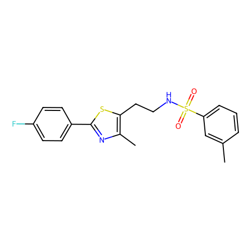 N-(2-(2-(4-fluorophenyl)-4-methylthiazol-5-yl)ethyl)-3-methylbenzenesulfonamide structure