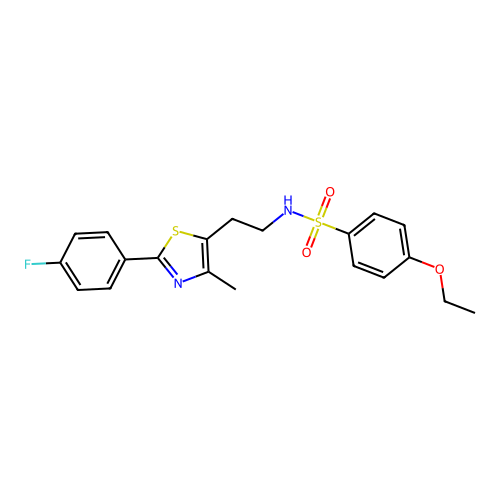 4-ethoxy-N-{2-[2-(4-fluorophenyl)-4-methyl-1,3-thiazol-5-yl]ethyl}benzene-1-sulfonamide structure