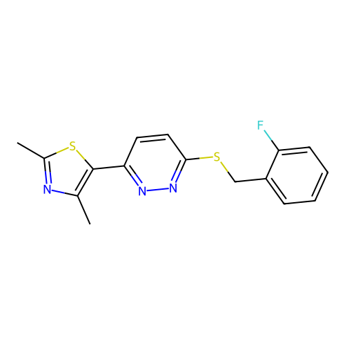 5-(6-((2-Fluorobenzyl)thio)pyridazin-3-yl)-2,4-dimethylthiazole structure