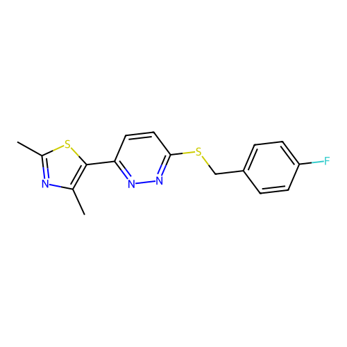 5-(6-((4-Fluorobenzyl)thio)pyridazin-3-yl)-2,4-dimethylthiazole structure