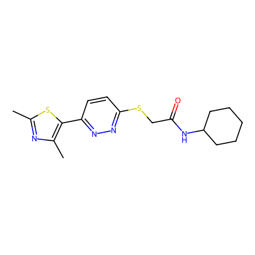 N-cyclohexyl-2-((6-(2,4-dimethylthiazol-5-yl)pyridazin-3-yl)thio)acetamide structure