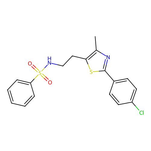 N-{2-[2-(4-chlorophenyl)-4-methyl-1,3-thiazol-5-yl]ethyl}benzenesulfonamide structure