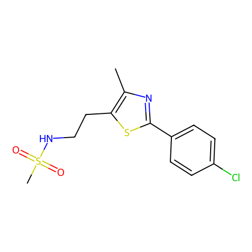N-{2-[2-(4-chlorophenyl)-4-methyl-1,3-thiazol-5-yl]ethyl}methanesulfonamide structure