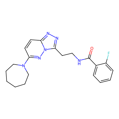 N-{2-[6-(azepan-1-yl)-[1,2,4]triazolo[4,3-b]pyridazin-3-yl]ethyl}-2-fluorobenzamide structure