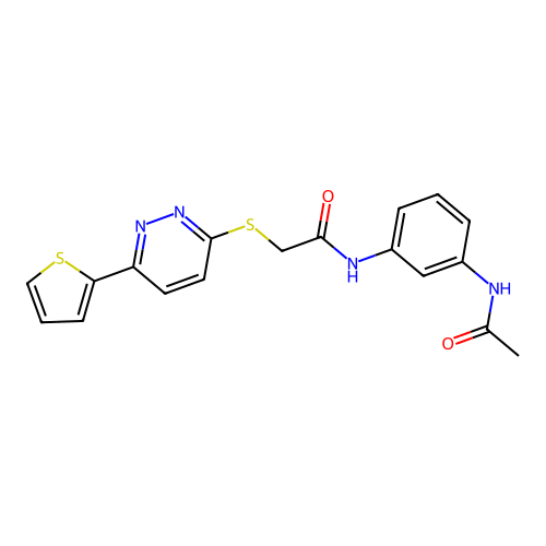 N-(3-acetamidophenyl)-2-(6-thiophen-2-ylpyridazin-3-yl)sulfanylacetamide structure
