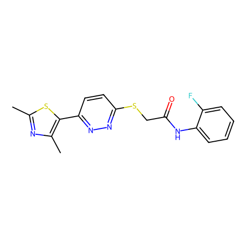 2-((6-(2,4-dimethylthiazol-5-yl)pyridazin-3-yl)thio)-N-(2-fluorophenyl)acetamide structure