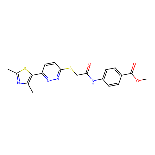 Methyl 4-(2-((6-(2,4-dimethylthiazol-5-yl)pyridazin-3-yl)thio)acetamido)benzoate structure