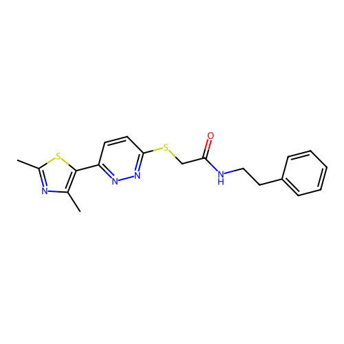 2-((6-(2,4-dimethylthiazol-5-yl)pyridazin-3-yl)thio)-N-phenethylacetamide structure