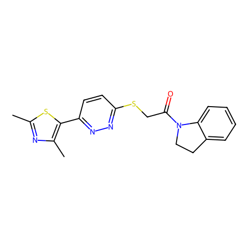2-((6-(2,4-Dimethylthiazol-5-yl)pyridazin-3-yl)thio)-1-(indolin-1-yl)ethanone structure