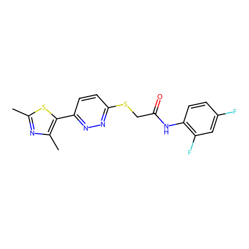 N-(2,4-difluorophenyl)-2-{[6-(2,4-dimethyl-1,3-thiazol-5-yl)pyridazin-3-yl]sulfanyl}acetamide structure