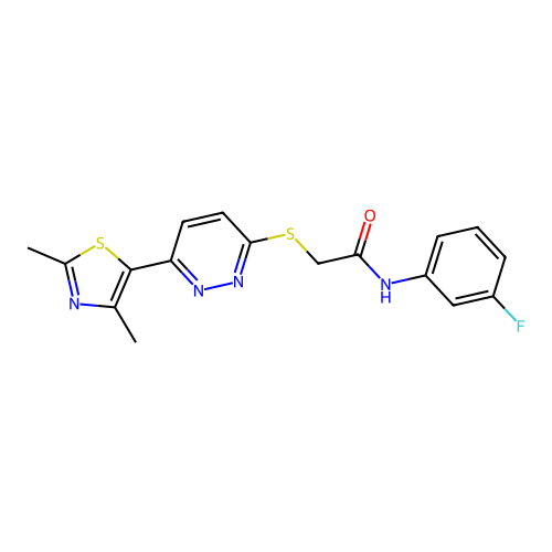 2-((6-(2,4-dimethylthiazol-5-yl)pyridazin-3-yl)thio)-N-(3-fluorophenyl)acetamide structure