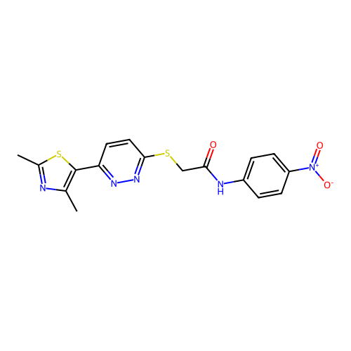 2-((6-(2,4-dimethylthiazol-5-yl)pyridazin-3-yl)thio)-N-(4-nitrophenyl)acetamide structure