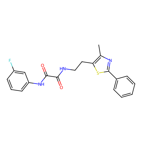 N1-(3-fluorophenyl)-N2-(2-(4-methyl-2-phenylthiazol-5-yl)ethyl)oxalamide structure